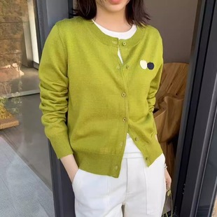 AT Studios春夏季舒适甜美色系图案绣花大牌风针织开衫毛衣上衣女