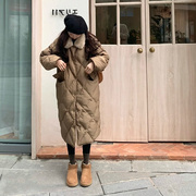 韩国2023冬保暖羊羔，毛羽绒服大衣女，宽松中长款鸭绒外套潮