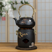 铁壶炭炉煮茶铸铁煮茶壶烧水泡，茶壶生铁碳炉风炉酒精炉炭火煮茶炉