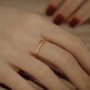 韩国流行戒指女锆石镶嵌镂空戒指女指环网红ins 食指戒开口