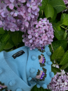 Bettychow羊绒刺绣球球淡蓝色开衫秋季清新气质设计感V领针织衫