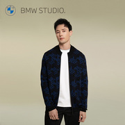 BMW Studio宝马男装秋冬通勤拉链长袖宝蓝黑毛衣针织开衫外套