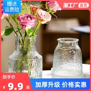 北欧风网红冰川极冻花瓶玻璃大花瓶透明水养鲜花插花桌面摆件客厅