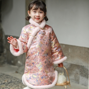 儿童冬季中国风童装女童旗袍裙子小孩拜年服女宝唐装连衣裙洋气