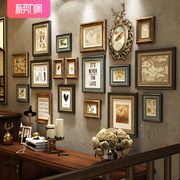 欧式奢华复古实木照片墙挂墙，美式相框墙，客厅沙发背景墙创意组合画