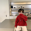 儿童加厚圆领套头红色麻花毛衣冬季韩版男女童长袖内搭针织上衣潮