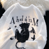 deschpe美式复古小恶魔猫咪做旧破洞设计宽松毛衣，秋冬季情侣上衣