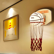 儿童房NBA篮球壁灯男孩房卧室创意卡通男生房间LED挂饰篮球床头灯
