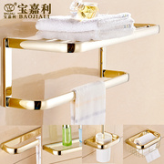 浴室全铜金色毛巾架浴巾架套装，卫生间厕所简约五金挂件收纳置物架
