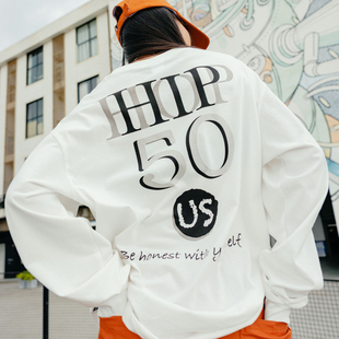 US联邦街牌嘻哈50周年纪念长袖T桖  夏季美式街头滑板街舞潮宽松