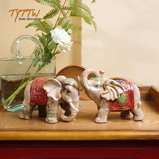 陶瓷大象装饰品客厅电视柜，招财镇宅风水摆件装饰品乔迁