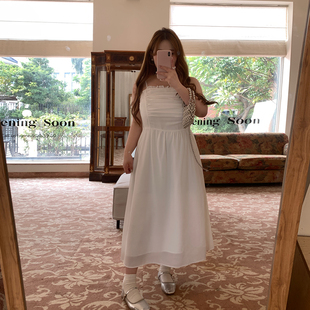 徐达布(徐达布)大码定制白色吊带连衣裙，女秋冬气质长裙微胖mm法式裙子