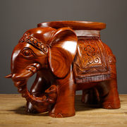 花梨木雕大象换鞋凳摆件实木雕刻大象凳子红木家居客厅装饰工艺品