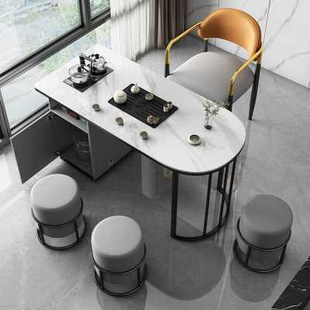 轻奢岩板功夫茶桌椅组合小户型现代简约阳台茶桌泡茶家用办公