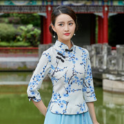 夏女大码民族风，中式民国学生风旗袍，上衣改良式唐装