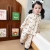 韩国秋季儿童家居服宝宝A类高品质华夫格全棉睡衣男女童套装