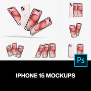 20款iPhone 15苹果手机广告移动app界面ui设计作品贴图ps样机素材