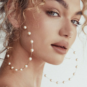 复古波西米亚风格欧美流行珍珠大圆圈潮流时尚夸张珍珠气质耳环女