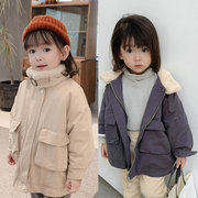 女童外套韩版仿兔毛加厚保暖棉服上衣24冬装外贸童装儿童棉衣