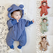 婴儿衣服秋冬季连体衣冬装，外套宝宝外出服夹棉服套装抱衣爬服