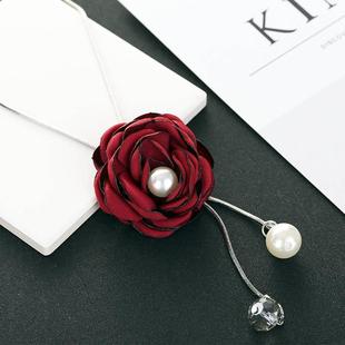 欧美红色玫瑰花项链长款女珍珠花朵流苏毛衣链时尚配饰品