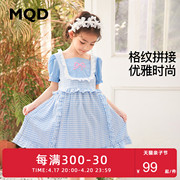 MQD童装女童连衣裙22夏季网纱格纹女孩洛丽塔可爱公主裙洋气