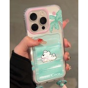 适用苹果系列iPhone15ins夏日14pro薄荷绿狗狗卡包13新款12手机壳软壳15promax女款11腕带挂绳14防摔手机套潮