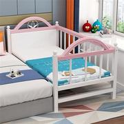 钢木儿童床带护栏软包男女孩公主床单人婴儿延边加宽小床拼接大床