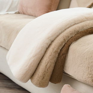 皮草沙发垫加厚冬款高级撸猫感沙发套罩巾冬季兔兔毛绒，防滑坐垫子