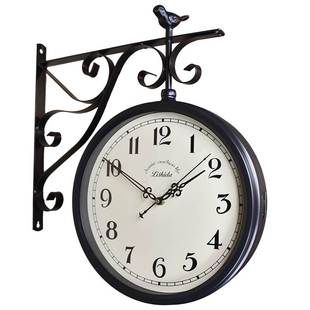 时尚装饰静音双面钟欧式(钟，欧式)复古创意，美式北欧钟表挂钟客厅挂表工艺钟