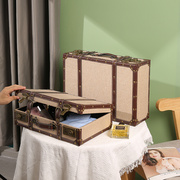 创意纯色收纳箱手提箱子，衣物整理储物箱化妆品皮箱行李箱橱窗摆件