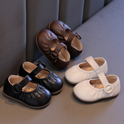 春季女宝宝公主鞋婴儿软底防滑学步鞋0-1-3岁简约女童小皮鞋