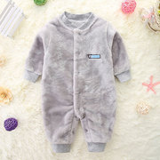 婴儿睡衣连体衣服秋装，冬季加厚哈衣0-1岁男宝宝爬服法兰绒连体衣