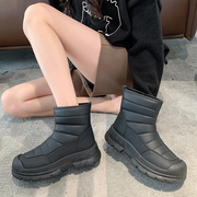 黑色雪地靴冬季女款厚底，加绒加厚东北棉鞋2023防水防滑马丁靴