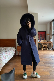 韩国订单时尚保暖蓬松白鹅绒狐狸毛羽绒服