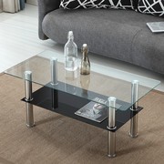 定制客厅简约玻璃茶几长方形，简易钢化双层透明桌子小户型家用小茶
