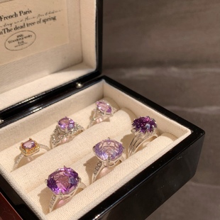 皮皮pipi|天然紫水晶，戒指吊坠s925纯银紫水晶，紫玉晶玫瑰钻切戒指