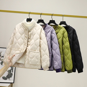 菱格轻薄保暖羽绒棉服，女短款冬季韩版时尚宽松小个子，棉衣外套