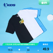 中国乔丹童装夏季男童短袖T恤圆领儿童透气短t运动半袖上衣潮