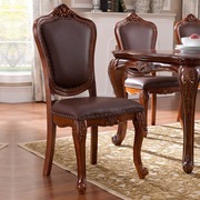 美式全实木餐椅真皮书椅欧式餐厅椅子简约经济型小户型靠背凳
