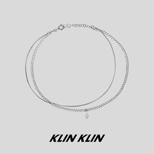 KLINKLIN 原创双层菱形坠饰男女朋友项链叠戴小众设计情侣礼物