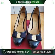 欧洲直邮SALVATORE FERRAGAMO 女士黑色蝴蝶结高跟鞋 0597795