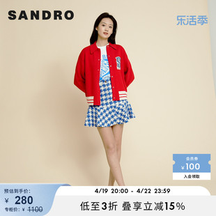 SANDRO Outlet女装春季法式时尚棉质字母图案短袖T恤SFPTS01038