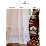 法式复古美式乡村风格白色风琴折棉质刺绣蕾丝飘窗窗帘落地窗帘