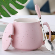 创意个性陶瓷马克杯带盖勺潮流情侣早餐牛奶杯家用咖啡杯女水杯子