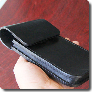硬牛皮手机包头层植鞣皮定型腰包大屏智能机，腰带包纯手工缝制