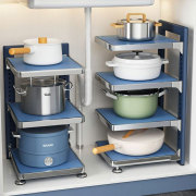 厨房锅架置物架多层台面锅具收纳架子下水槽橱柜分层置物架放锅架