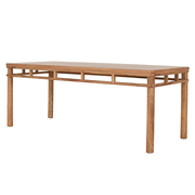 徽州木府老榆木餐桌椅组合新中式茶桌长方形吃饭桌原木茶艺桌