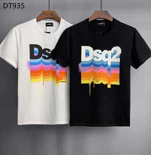 2022短袖t恤男士，dsquared2创意dsq2彩色重叠字母，时尚欧美潮流时尚