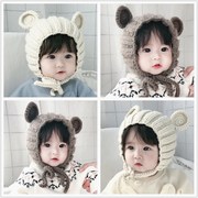 韩版儿童帽子针织毛线圆耳朵，0-3岁婴幼儿护耳，帽秋冬外套配饰